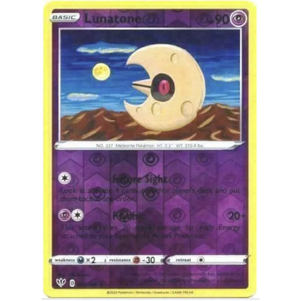 Sword and Shield Darkness Ablaze Reverse Holo 072 Lunatone